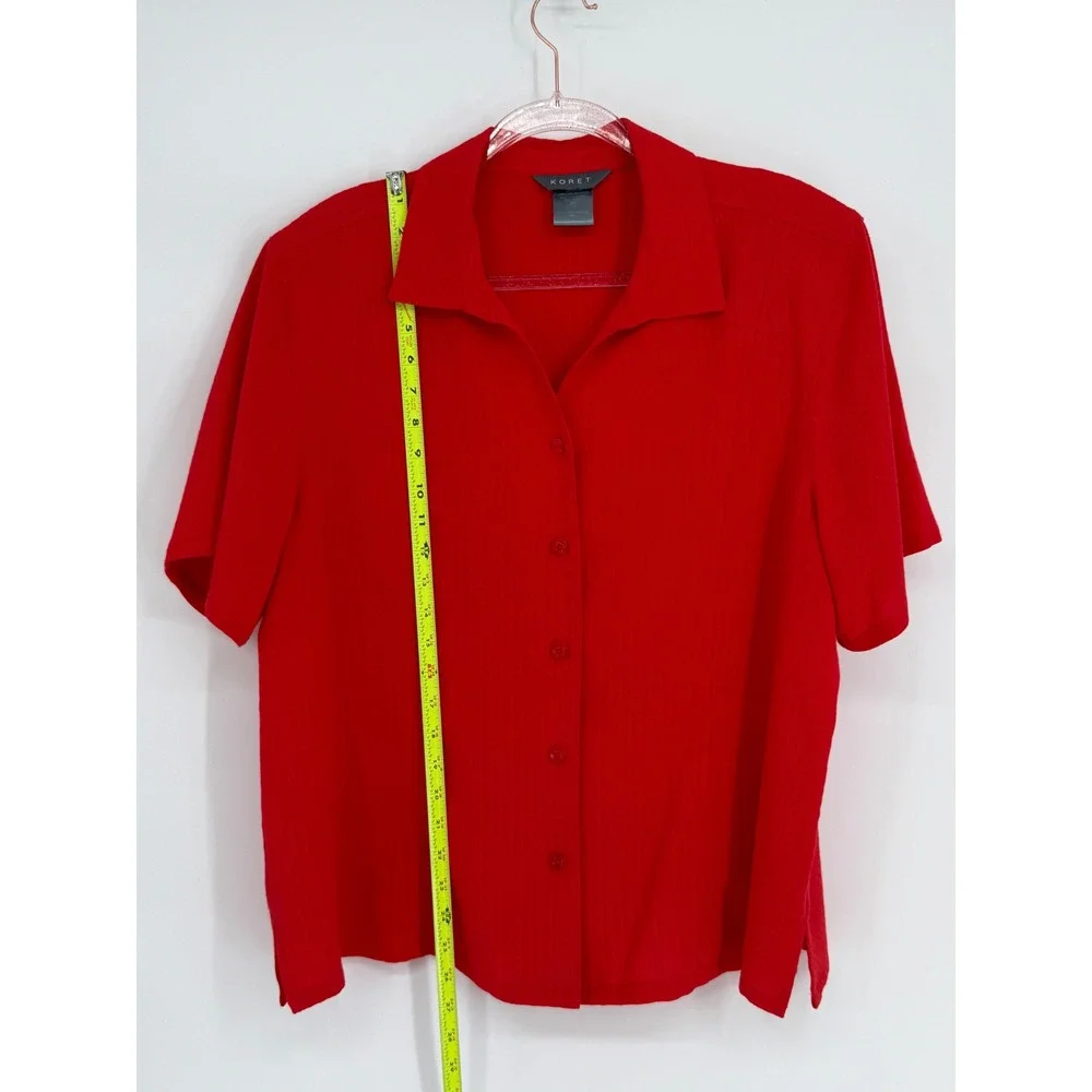 Koret‎ Mens Red Textured Short Sleeve Button Up Shirt Sz XL